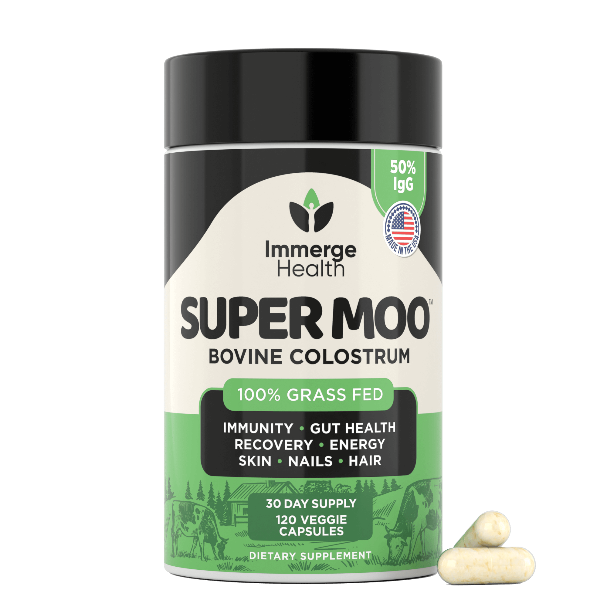 Super Moo Bovine Colostrum Capsules Immerge Health