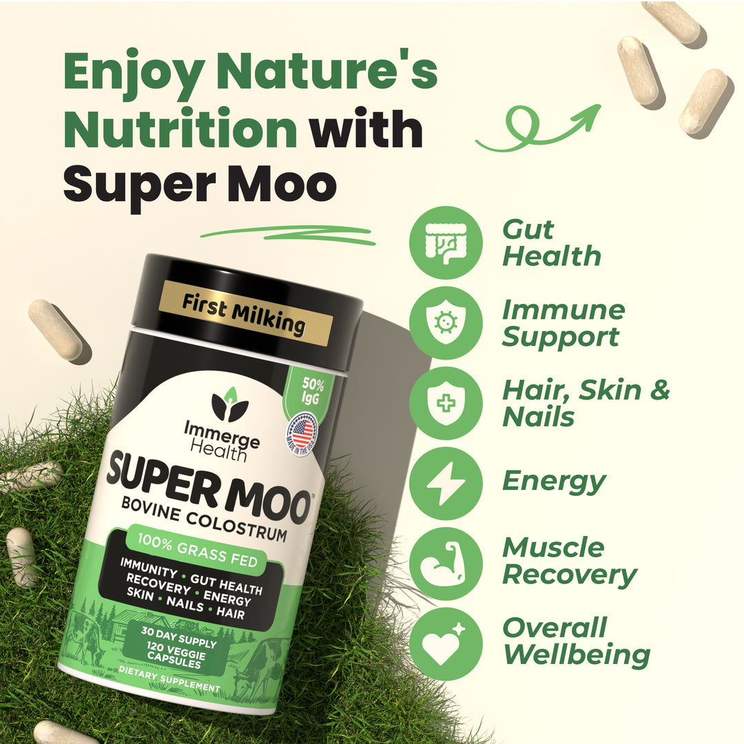 Super Moo Bovine Colostrum Capsules Immerge Health